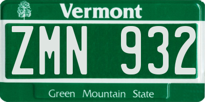 VT license plate ZMN932