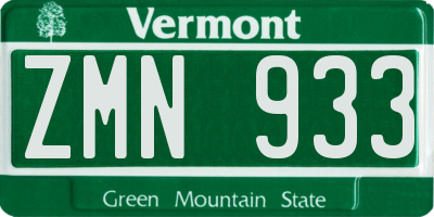 VT license plate ZMN933
