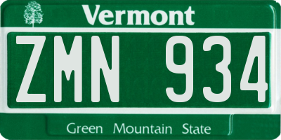 VT license plate ZMN934