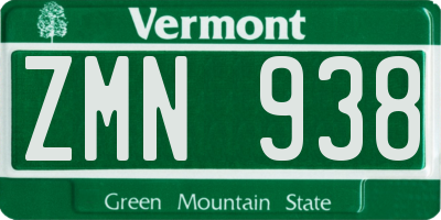 VT license plate ZMN938