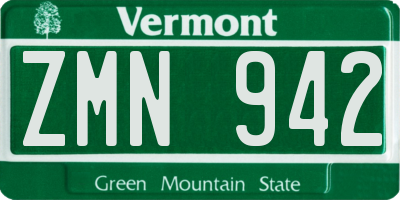 VT license plate ZMN942