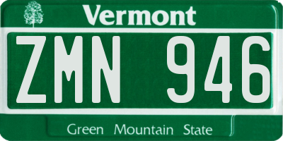 VT license plate ZMN946