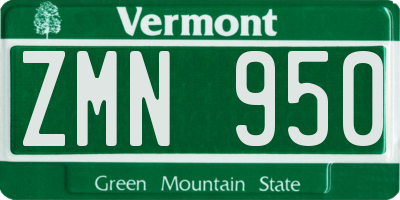 VT license plate ZMN950