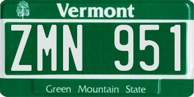 VT license plate ZMN951