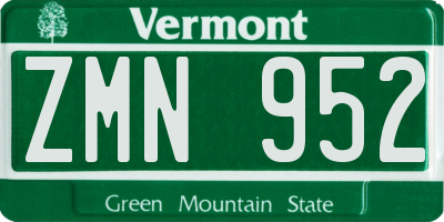 VT license plate ZMN952