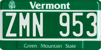 VT license plate ZMN953