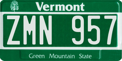 VT license plate ZMN957
