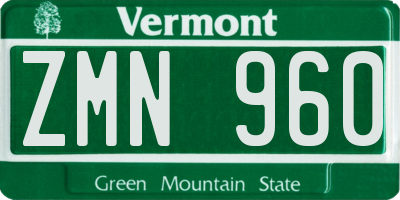 VT license plate ZMN960
