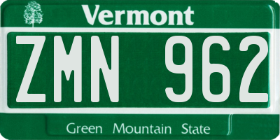 VT license plate ZMN962