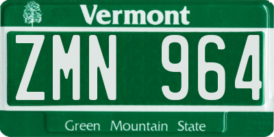 VT license plate ZMN964
