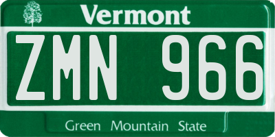 VT license plate ZMN966