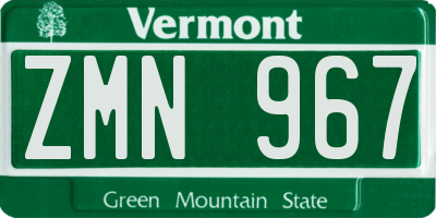 VT license plate ZMN967