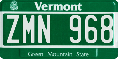 VT license plate ZMN968
