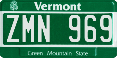 VT license plate ZMN969