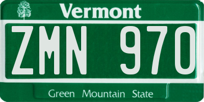 VT license plate ZMN970