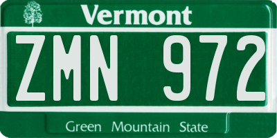 VT license plate ZMN972
