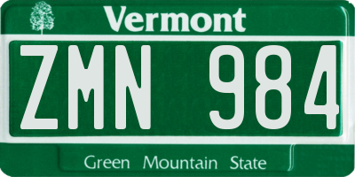 VT license plate ZMN984