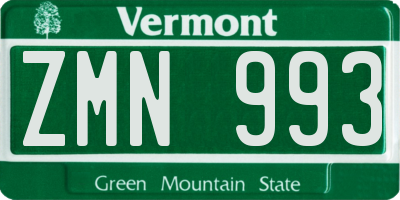 VT license plate ZMN993