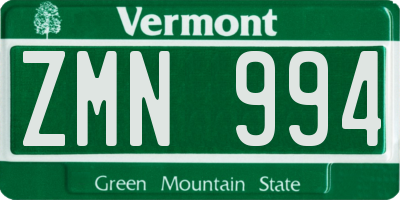 VT license plate ZMN994