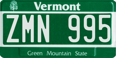 VT license plate ZMN995