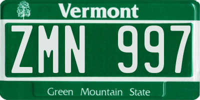VT license plate ZMN997