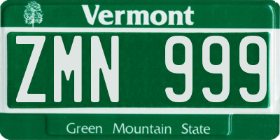 VT license plate ZMN999