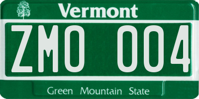 VT license plate ZMO004