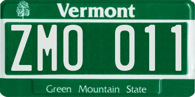 VT license plate ZMO011