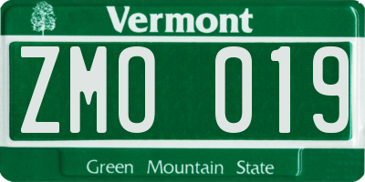 VT license plate ZMO019
