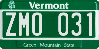 VT license plate ZMO031