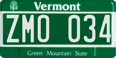 VT license plate ZMO034