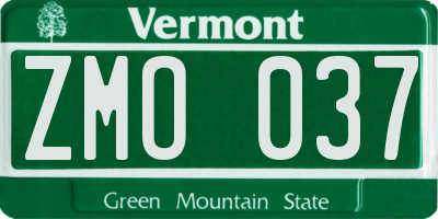 VT license plate ZMO037