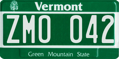 VT license plate ZMO042