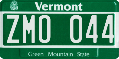 VT license plate ZMO044
