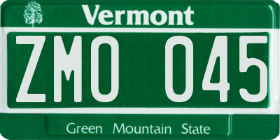 VT license plate ZMO045