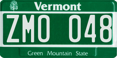 VT license plate ZMO048