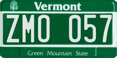 VT license plate ZMO057