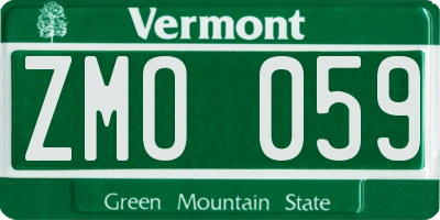 VT license plate ZMO059