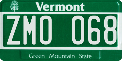 VT license plate ZMO068