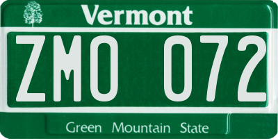 VT license plate ZMO072