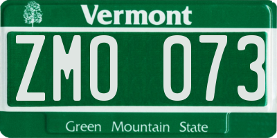 VT license plate ZMO073