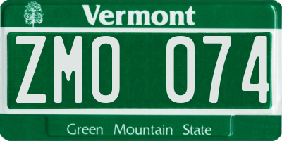 VT license plate ZMO074