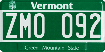 VT license plate ZMO092