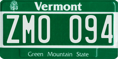 VT license plate ZMO094