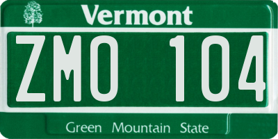 VT license plate ZMO104