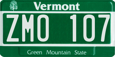 VT license plate ZMO107