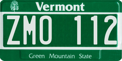 VT license plate ZMO112