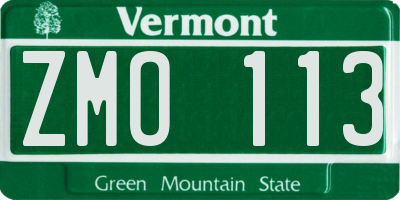 VT license plate ZMO113