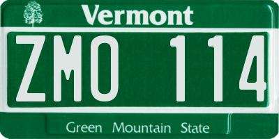VT license plate ZMO114