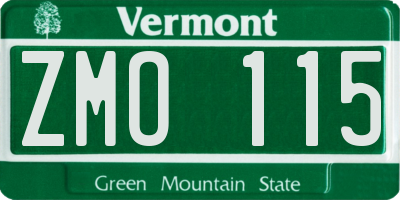 VT license plate ZMO115